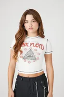 Women's Pink Floyd Graphic Cropped T-Shirt in Cream Small