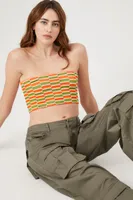 Women's Textured Cropped Tube Top in Avocado Large