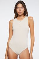 Women's Buttoned Tank Bodysuit in Ash Brown, S/M