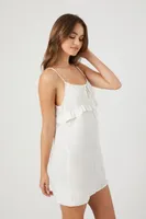 Women's Ruffle Cami Slip Dress in Ivory Small