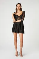 Women's Lace Fit & Flare Mini Dress in Black Small