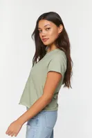 Women's Lettuce-Edge Short-Sleeve T-Shirt in Mermaid Small