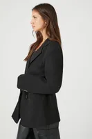 Women's Belted Single-Breasted Blazer in Black Small