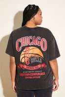 Women's Chicago Bulls Graphic T-Shirt in Black, 1X