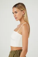 Women's Lace-Back Cropped Cami in White Small