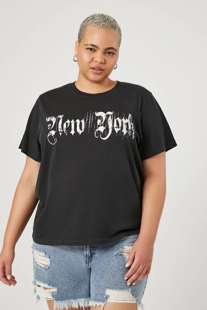 Women's New York Graphic T-Shirt in Black/White, 3X