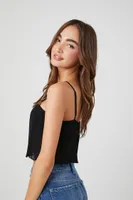 Women's Chiffon Cropped Cami in Black Large