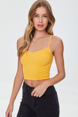 Women's Textured Cropped Cami in Marigold Medium