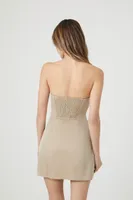 Women's Button-Front Strapless Mini Dress Maple