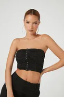 Women's Ruched Tube Top in Black Large