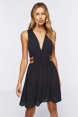 Women's Plunging Cutout Mini Dress Black
