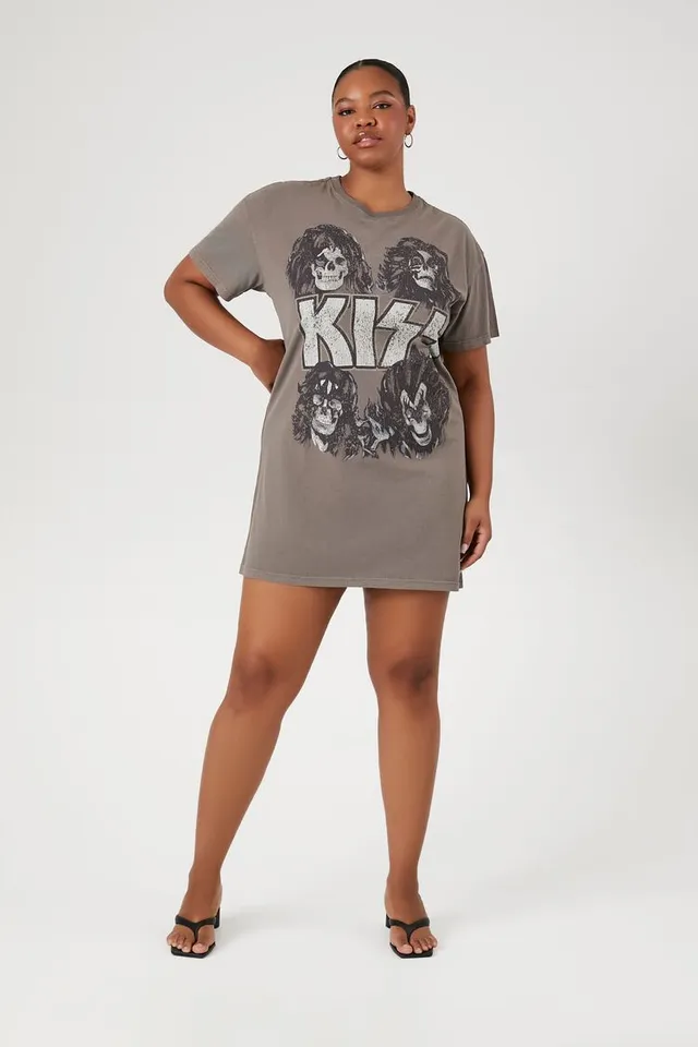 Forever 21 Women's KISS Graphic T-Shirt Dress Grey, | MainPlace Mall