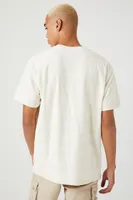 Men Flocked Stripe Crew T-Shirt in Cream, XXL