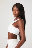 Women's Asymmetrical Dual-Strap Sports Bra in White, XS