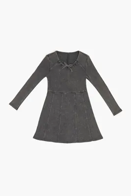 Girls Acid Wash Dress (Kids) in Black, 11/12