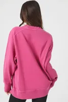 Women's French Terry Crew Pullover in Fuchsia Purple Large