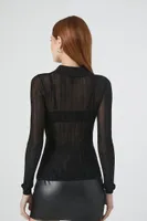 Women's Sheer Half-Zip Sweater Black