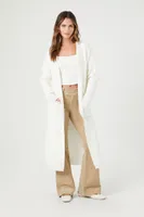 Women's Hooded Duster Cardigan Sweater in Cream Large