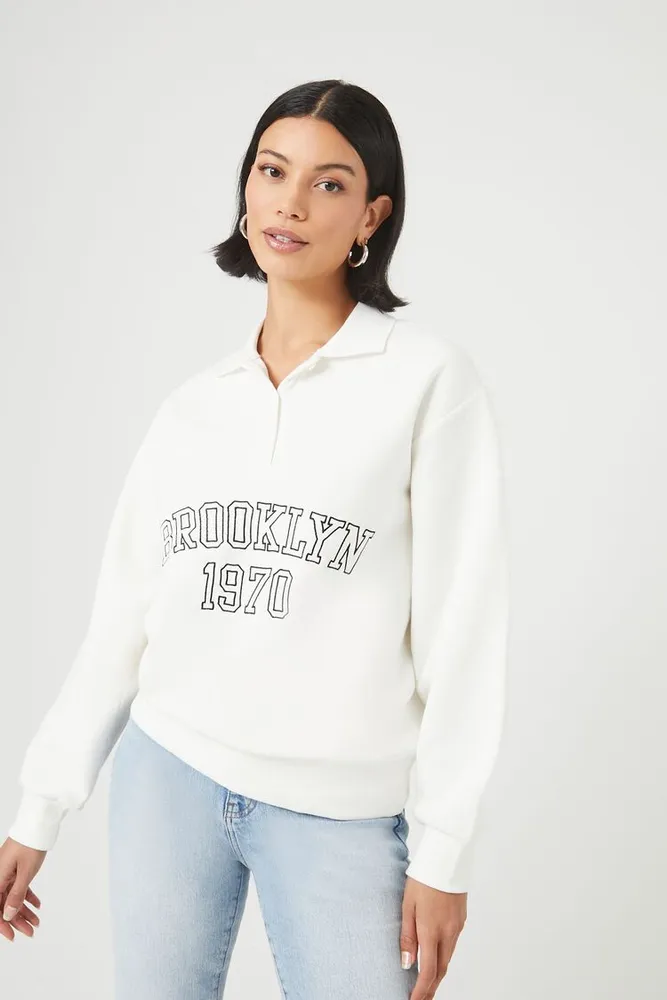 Women's Brooklyn 1970 Graphic Pullover in White Small