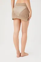 Women's Sheer Swim Cover-Up Skirt in Tan Small