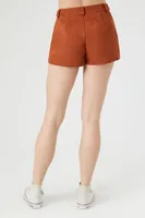 Women's Faux Suede Belted Shorts in Chestnut Medium