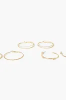 Women's Rhinestone Hoop Earring Set in Gold