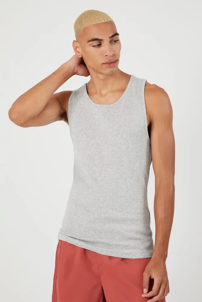 Men Cotton-Blend Tank Top in Heather Grey, XXL