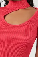 Women's Sweater-Knit Cutout Crop Top Currant