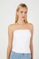 Women's Seamed Tube Top in White Small