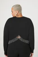 Women's Rhinestone Fringe Pullover in Black, 3X