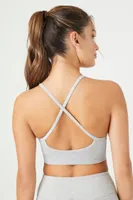 Women's Seamless Strappy Longline Sports Bra in Heather Grey Medium