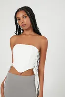 Women's Lace-Up Corset Tube Top in Vanilla, XL