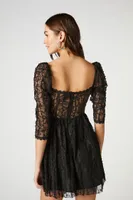 Women's Lace Fit & Flare Mini Dress in Black Small