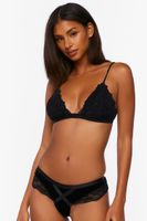 Women's Velvet Lace-Trim Panties in Black Small