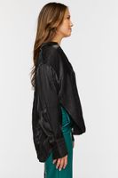 Women's Satin High-Low Shirt in Black Medium