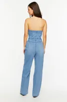 Women's Twill Tube Jumpsuit in Light Denim Medium