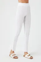 Women's Crochet Flare Pants in White Large