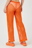 Women's Sheer Mesh Flare Pants in Sunset Small