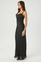 Women's Satin Cowl Slip Maxi Dress in Black Medium