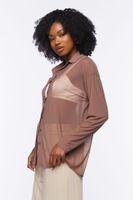 Women's Sheer Mesh Shirt in Carob, XS