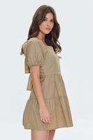 Women's Tie-Back Poplin Mini Dress in Brown Medium