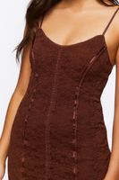 Women's Lace Seamed Mini Dress in Turkish Coffee Medium