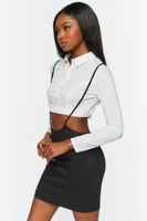 Women's Cropped Shirt & Suspender Combo Dress in White/Black Medium