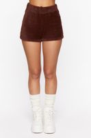 Women's Fuzzy Knit Shorts in Chocolate Medium