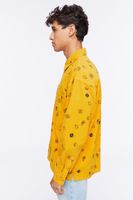 Men Dice Print Corduroy Shirt in Gold/Black Medium