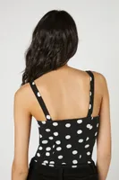 Women's Polka Dot Seamed Bodysuit in Black/White Small