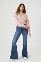 Women's Plunging Surplice Crop Top in Blush Small