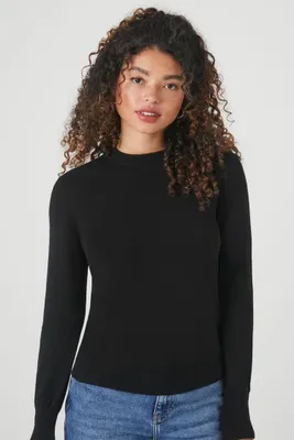 Women's Ribbed-Trim Sweater in Black Small