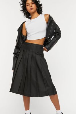 Women's Pleated A-Line Midi Skirt in Black Medium
