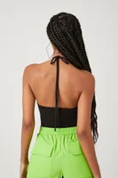 Women's Drawstring Halter Bodysuit in Black Large